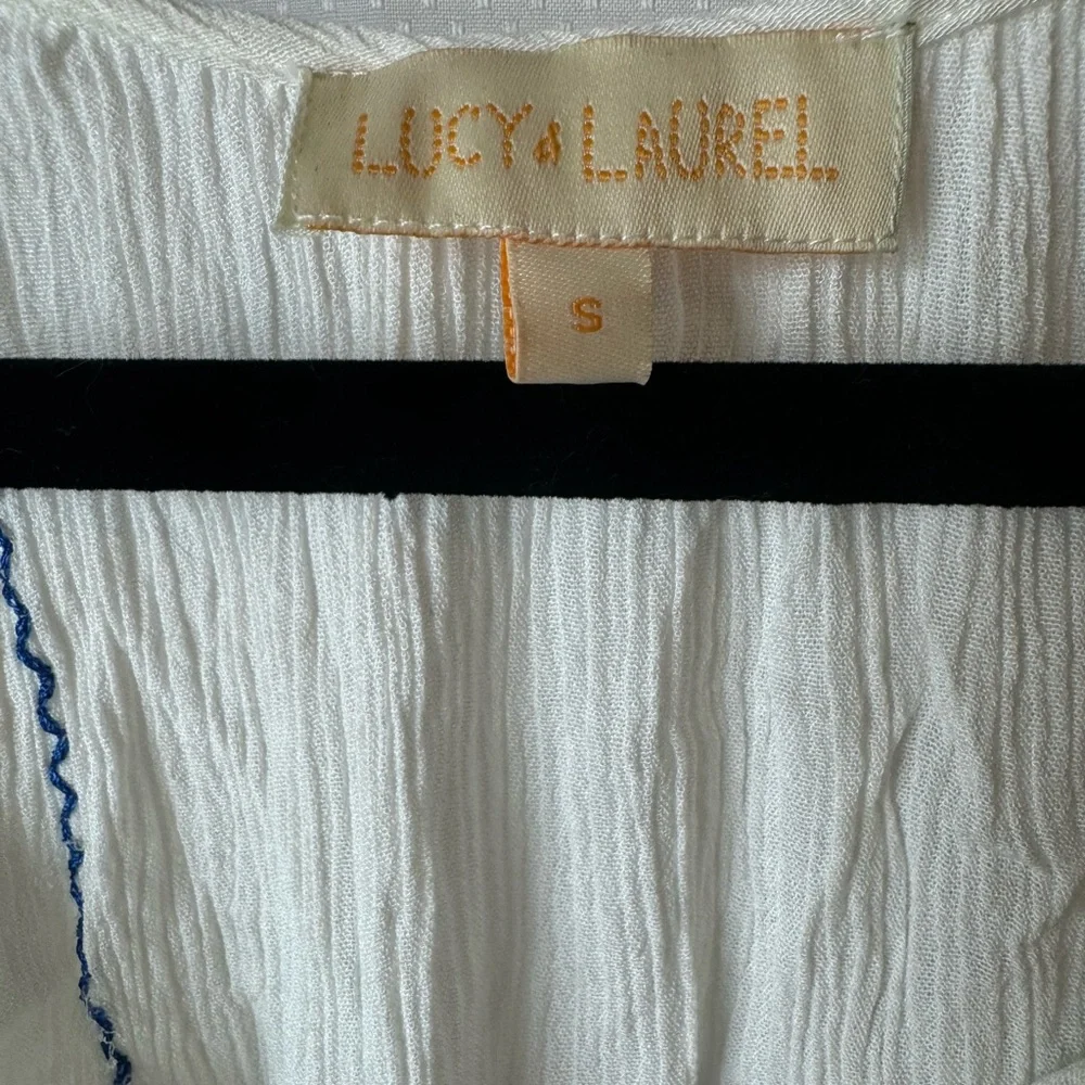 Lucy & Laurel | White & Blue | Boho Chic Tank | Size Small - Picture 2 of 3